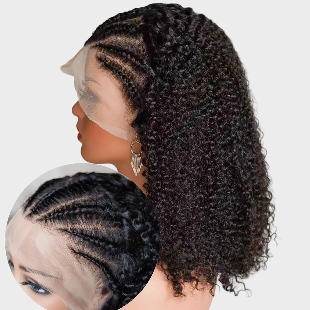 Peruca trançada de cabelo humano para mulheres negras, peruca encaracolada e ondulada para mulheres brasileiras virgens, cutícula alinhada, cabelo humano