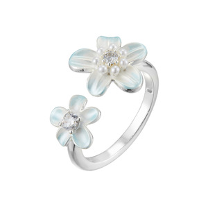 Flower Open Ring Adjustable Women's Index Finger Jewelry Gift Prong Setting - Product Image 5