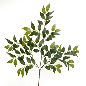 Hojas Verdes <span class=keywords><strong>Artificiales</strong></span> de Alta Calidad, Hoja de Árbol de Banyan Francés, Decoración para Jardín, Paisajismo y Bodas, Tallo de Vegetación - Product Image 2