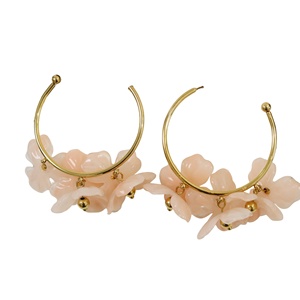 Floral <b>Hoop</b> Earrings Gold Plated 316L Stainless Steel Sustainable Resistant Fashion Jewelry - Product Image 1
