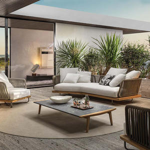 Nuevo diseño moderno aluminio Hotel salón muebles sofá exterior <span class=keywords><strong>terraza</strong></span> jardín sofá en forma <span class=keywords><strong>de</strong></span> L muebles <span class=keywords><strong>de</strong></span> aluminio con mesa <span class=keywords><strong>de</strong></span> té - Product Image 1