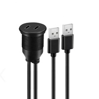 Cable de Extensión Impermeable con Doble USB 2.0 Macho a 2 Puertos USB Tipo C Hembra para Montaje en Panel Empotrado