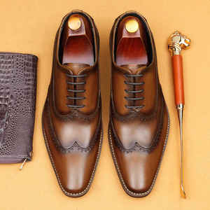 Mocassins en cuir véritable à bout pointu pour hommes, à lacets, avec empeigne en trois parties, résistants à l'usure, désodorisants, pour affaires et occasions formelles - Product Image 2