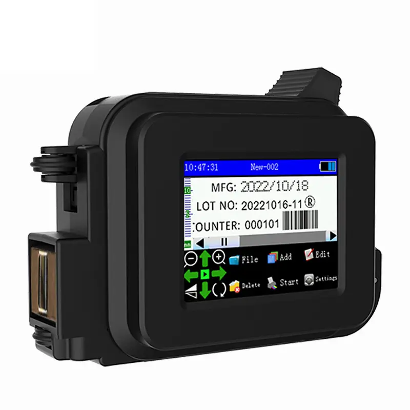미니 수동 블랙 휴대용 프린터 생산 날짜 QR 코드 12.7mm 스마트 잉크젯 프린터