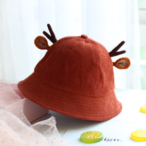Cappello da Pescatore in Velluto a Coste con <span class=keywords><strong>Corna</strong></span> <span class=keywords><strong>di</strong></span> <span class=keywords><strong>Cervo</strong></span>, Cappello a Secchiello con Orecchie <span class=keywords><strong>di</strong></span> <span class=keywords><strong>Cervo</strong></span> in Feltro Fatte a Mano, Cappello a Secchiello Divertente a Cartone Animato per Bambini Autunno Inverno - Product Image 2