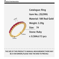 Bague en or jaune massif 18 carats AU750 avec rubis, bijoux fins de bonne qualité, prix bas, vente en gros, idée cadeau pour fête