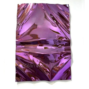 Moderne Lichte Luxe Stijlvolle Huisdecoratie Handgemaakte Metalen Wandkunst Sculptuur Chroom Goud 3d Muur Hangende Kunst Hotel Lobby - Product Image 4