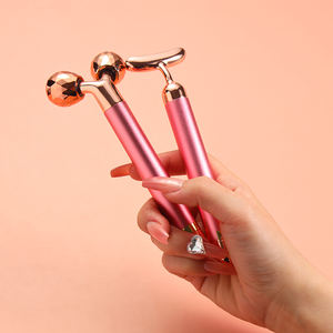 Logotipo personalizado 2 en 1 Energía eléctrica Vibración 24K Oro Barra de belleza Rodillo de masaje facial 3D para estiramiento facial Antienvejecimiento - Product Image 1