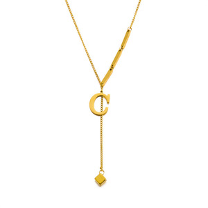 Collar XL220 de Moda en Acero Inoxidable 316L con Letra Inicial Chapada en Oro de 18K, Antideslustre, para Mujer - Product Image 3