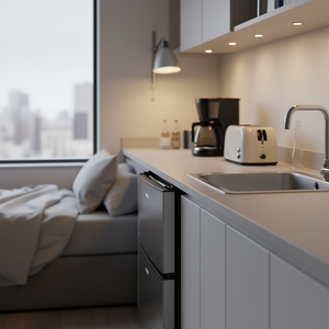 Mini Refrigerador Negro de Doble Puerta, 3.2 Pies Cúbicos, Termostato Ajustable, Sin Escarcha, Compacto, para Uso Doméstico - Product Image 2