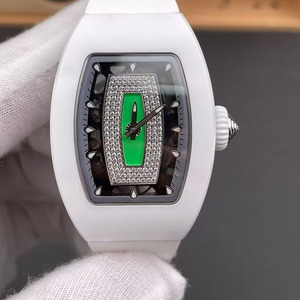 Reloj de Hombre Mecánico Automático, a Prueba de Agua, con Moissanita y Tourbillon, de Cerámica Blanca, de Alta Calidad, Lujoso y Moderno - Product Image 1