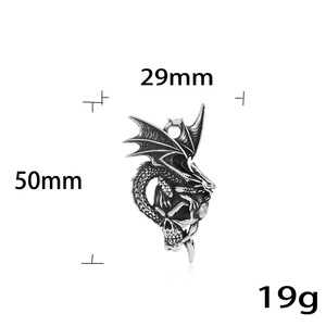 Pendentif Crâne de Dragon en Acier Inoxydable, Collier Thème Animal, Cadeau pour Hommes et Femmes 19024 - Product Image 3