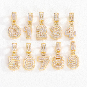 Collar Elegante con Iniciales, Cadena <span class=keywords><strong>de</strong></span> Cuerda <span class=keywords><strong>de</strong></span> Circón <span class=keywords><strong>de</strong></span> Latón Helado, Baguette Regular con 26 Diamantes en <span class=keywords><strong>Inglés</strong></span>, Colgante <span class=keywords><strong>de</strong></span> Moda - Product Image 5