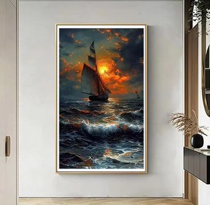 Impression numérique sur toile d'un bateau à voile et de la <span class=keywords><strong>mer</strong></span>, art mural personnalisé, image HD, design personnalisé pour la décoration de la maison - Product Image 1