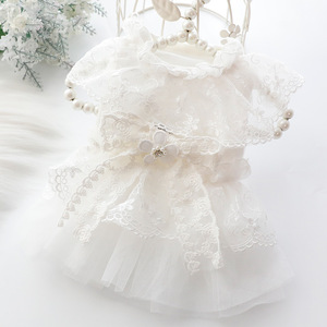 ชุดเดรสสุนัขปักลายลูกไม้สีขาวสำหรับสัตว์เลี้ยงขนาดเล็กสไตล์เจ้าหญิงสวมใส่ได้ทุกฤดูกาล - Product Image 2