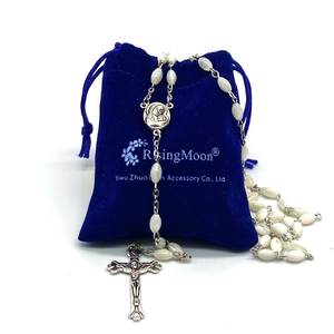 Top Grade Rice Sharp Nature Shell Beaded Catholic Prayer Religious Necklace Our lady Holy Soil Centerpieces for Men Rosary - Product Image 4