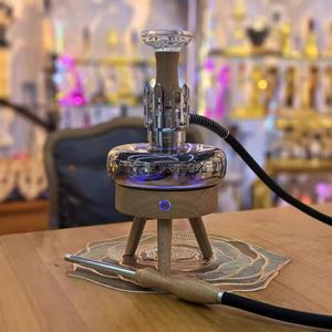 SPACE X1 Arabe Bois Massif UFO Design Unique Narguilé avec Interrupteur Tactile Lumière LED Atmosphère Party bar Narguilé Ensemble - Product Image 4