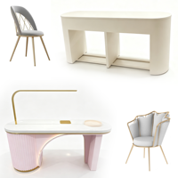 Mobilier de salon de beauté : Lit de massage facial électrique, fauteuil de pédicure, comptoir d'accueil, canapé d'attente, chariot de service