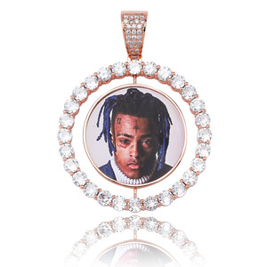 Cubic Zirconia Diamanti In Oro Personalizzato Doppio Foto Spining Rotonda Del Pendente Della Collana Iced Out Regalo <span class=keywords><strong>Per</strong></span> Il Mio Ragazzo Di Compleanno - Product Image 5