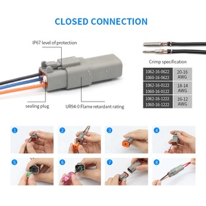 2/3/4/6/8/12pin DT nối IP67 không thấm nước ô tô nối 12-20awg đóng dấu địa chỉ liên lạc tùy chọn DT04 DT06 - Product Image 3