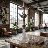 Chicha de luxe Ailes d'ange, base en verre miroir, pour présentation en bar et boîte de nuit