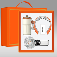 Ensemble cadeau d'articles promotionnels d'entreprise : Mug souvenir de luxe personnalisé en acier inoxydable, masseur de cou, ventilateur, articles essentiels de bureau