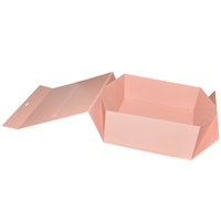 Boîte cadeau personnalisée pliable en forme de livre rose, gaufrage, fermeture magnétique, design pliable de luxe pour mariage, grande taille, faite à la main