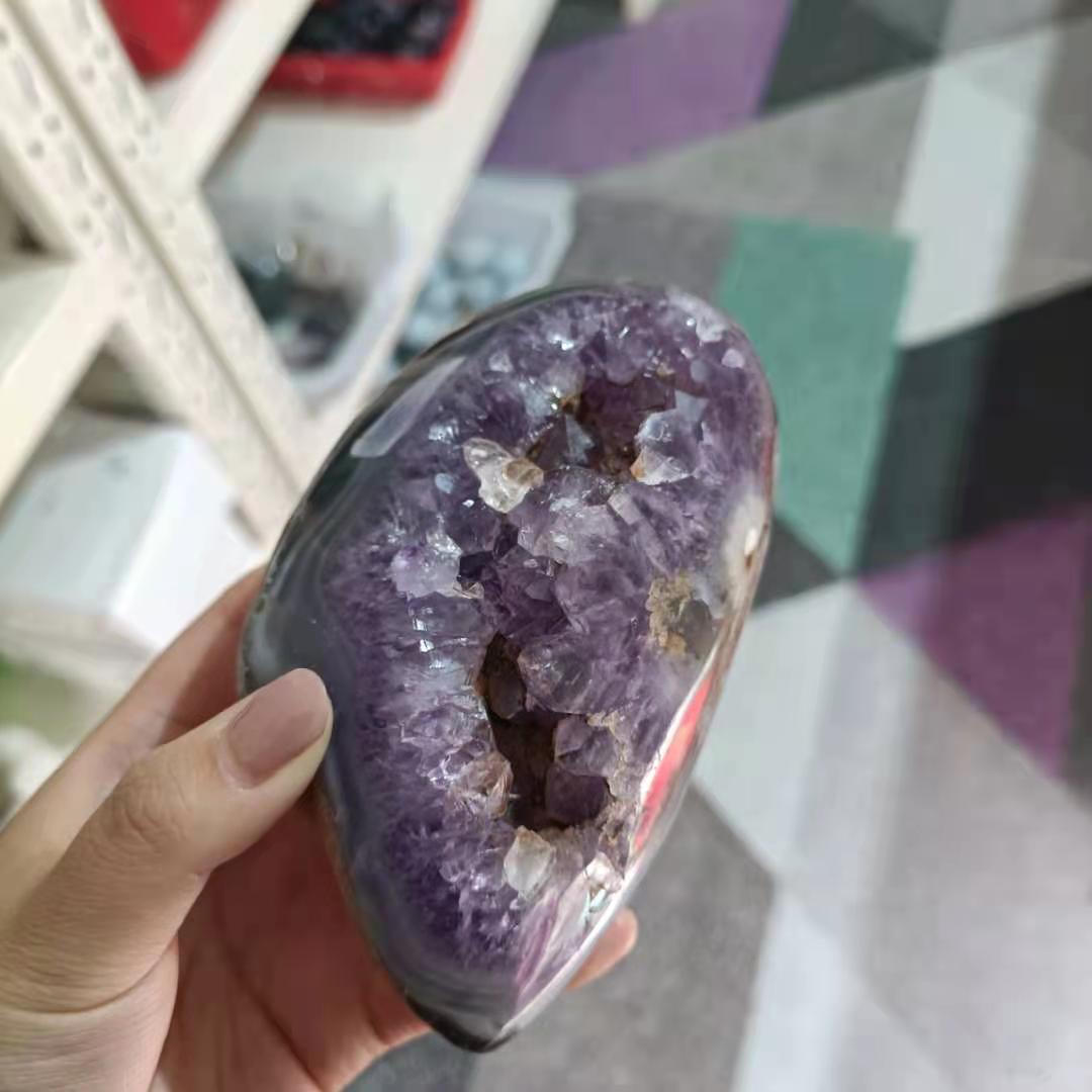 Wholesale cheap price raw rough crystal stone Amethyst agate cave geode for sale