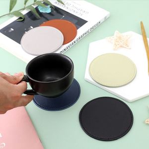 Wholesale Thick Pu Table <b>Cup</b> <b>Mat</b> Blank Leather Durable Non-Slip Waterproof 10Cm Size Coaster - Product Image 3