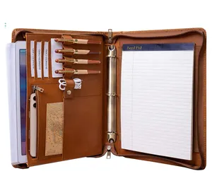Faux Leather Portfolio Business Padfolio with Zipper for Men and Women Personalized Leather Folder Manufacturers