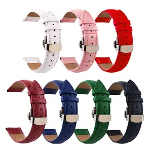 12mm 14mm 16mm 18mm 20mm 22mm 24mm Butterfly Buckle Lady leather watch band strap handmade Crocodile genuine leather watch strap
