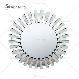 Specchio <span class=keywords><strong>da</strong></span> Parete Moderno di Lusso in Argento, Design 3D Rotondo per Soggiorno e <span class=keywords><strong>Camera</strong></span> <span class=keywords><strong>da</strong></span> <span class=keywords><strong>Letto</strong></span>, Grande Specchio Artistico <span class=keywords><strong>da</strong></span> Parete - Product Image 5