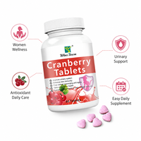 Comprimés de canneberge naturelle pour femmes, soutien des voies urinaires, antioxydant, supplément de vitamine C, 60 unités, marque privée OEM