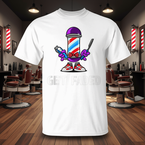 Obtenez le t-shirt Faded Barber Pole Master Barber Haircut - Product Image 3
