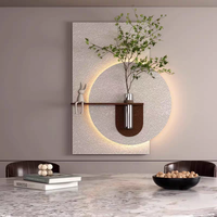 Peinture décorative moderne à texture de grès pour la maison, style vertical avec vase en verre et vase mural LED, tableaux de natures mortes