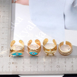 Bagues de mode œil de diable, design géométrique plaqué or, bijoux unisexe, cadeau, Style 1, Style 2, Style 3, Style 4, Style 5 - Product Image 2