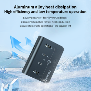 Fideco thiết kế mới nhôm 4 <span class=keywords><strong>USB</strong></span> A <span class=keywords><strong>3</strong></span> <span class=keywords><strong>USB</strong></span> C <span class=keywords><strong>HUB</strong></span> 10Gbps sạc truyền dữ liệu Multiport Splitter - Product Image 6
