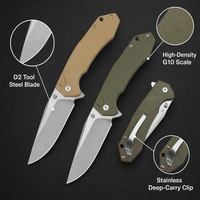 Couteau de poche tactique pliable EDC personnalisé OEM BSCI avec lame en acier D2 et manche en G10 avec clip