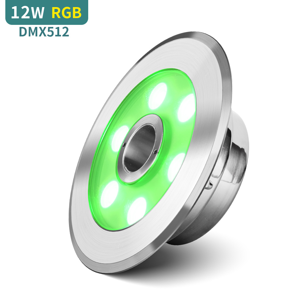 Светодиодный фонарь для фонтана dc24в 12 Вт DMX512 RGB управление IP68 нержавеющая сталь 316L низкое напряжение светодиодные подводные фонари для фонтана