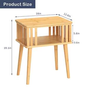 Đầu giường đầu giường bàn tre cuối bảng với mở ngăn lưu trữ tối giản cuối bảng đồ nội thất - Product Image 3