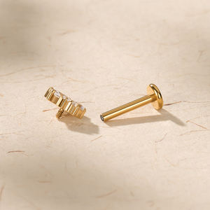 Toposh плоская спинка, модные хрящи ASTM F136, стержни с внутренней резьбой, титановые серьги с бриллиантами, серьги для пирсинга, ювелирные изделия - Product Image 4