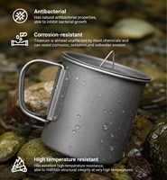 Grande tasse de cuisson en titane pur de 750 ml avec couvercle - Mug multifonctionnel pour la randonnée en plein air - Équipement de survie OEM/ODM