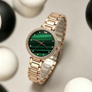 Nouvelle montre à quartz pour femme, style business, en acier inoxydable, avec aventurine bleue, or rose, étanche 3ATM, verre à aiguilles - Product Image 3