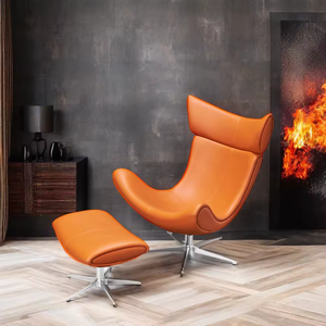 北欧面料或聚氨酯成品设计师客厅休息室伊莫拉躺椅单沙发玻璃纤维休闲椅和搁脚凳 - Product Image 3