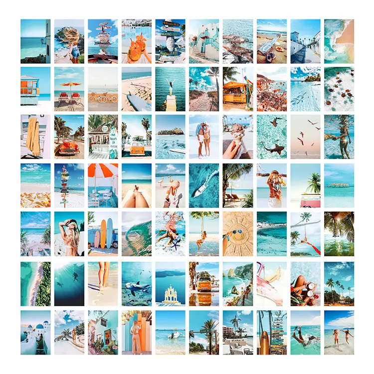 70pcs Aesthetic picture cards posters photos wall decoration art postcards living room wall sticker Paper card collage Kit