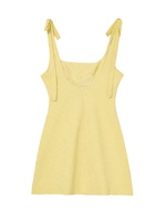 Robe courte sans manches à imprimé gingham tendance, coupe ajustée, col carré, mini-robe pour les vacances et les soirées