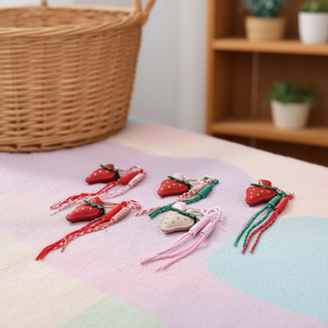 Portachiavi a forma di cuore di fragola con nappa decorativa per borsa o portachiavi, 600 pezzi per scatola - Product Image 2