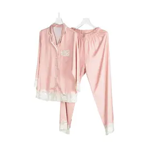 women two piece pajama set pink custom satin pajamas for women pajama