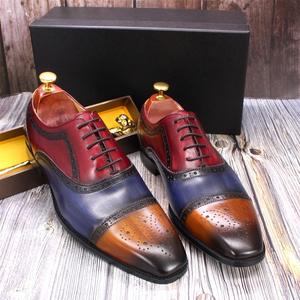 Chaussures habillées formelles pour hommes, style personnalisé, nouvelle arrivée, avec semelles épaisses et bouts ronds, en cuir véritable, chaussures de mariage pour hommes - Product Image 1
