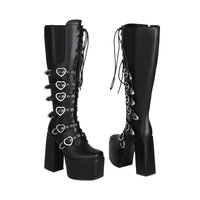 Bottes hautes en PU verni pour femmes, à lacets, plateforme, pour l'hiver, robes et spectacles, prix de gros d'usine, designs personnalisés